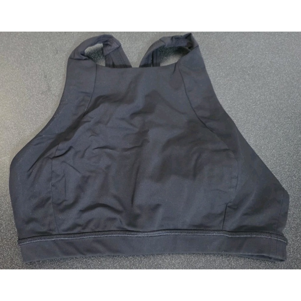 Lululemon High Neck Sports Bra 4 Black Strappy Back Criss Cross Yoga Active Gym